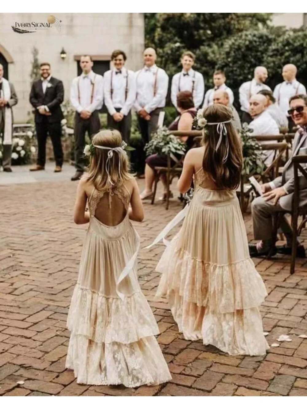 Girls Lace Back Tulle Maxi Flower Girl Dress Formal Party Holiday